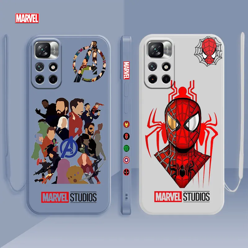 

Liquid Silicone Case For Xiaomi Redmi Note 11 11T 9 9S 8 10 Pro 9t 9A 9C 10C K40 Candy Shell Marvel Studios Avenger SpiderMan
