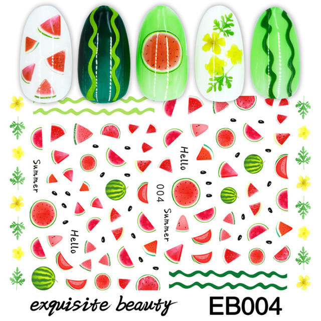 Stickers for Nails Summer Fashion Sticker Sweet Fruit Cherry Design Nail Art Decorations  Foil Wrap Manicure Accessories