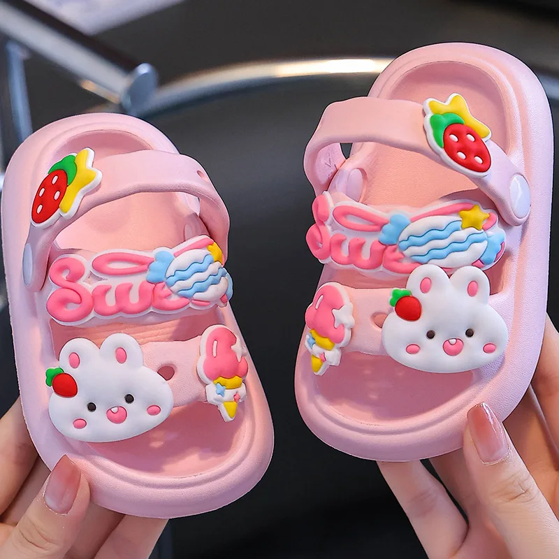 

Children Summer Cartoon Sandals Kids Non-slip Baby Girls Cartoon Cute Rabbit Sandals Infantil Boys Soft Sole Garden Beach Shoes