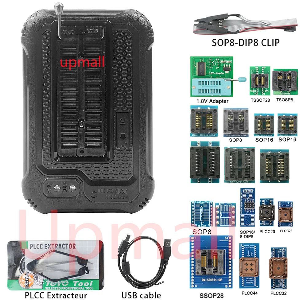 Originla XGECU TL866II Plus T48 T56 Programmer 17 Item V12.05 Minipro TL866 Nand Flash AVR PIC Bios Reader T48  ISP CABLE