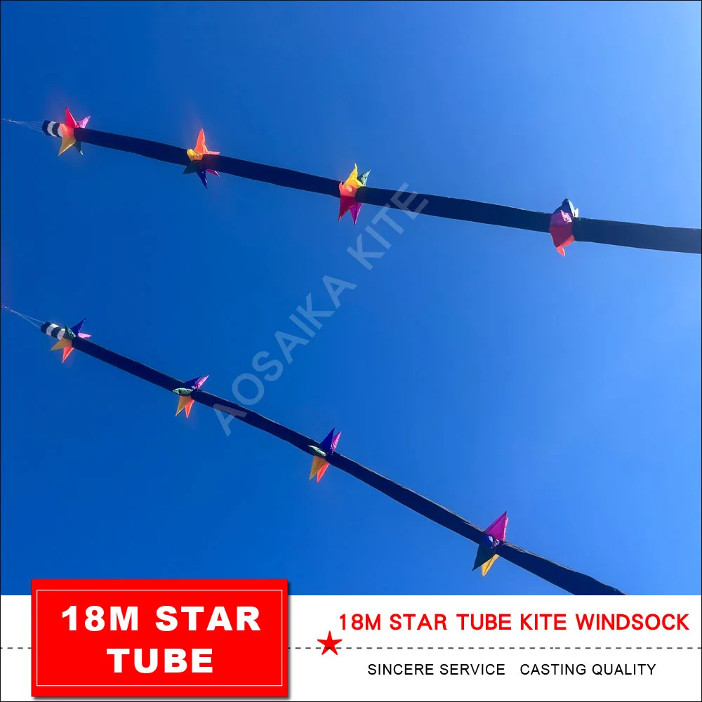 18m Long kite star tube windsock for Adults 3D Solid Soft Inflatable Kite Spinner Tails