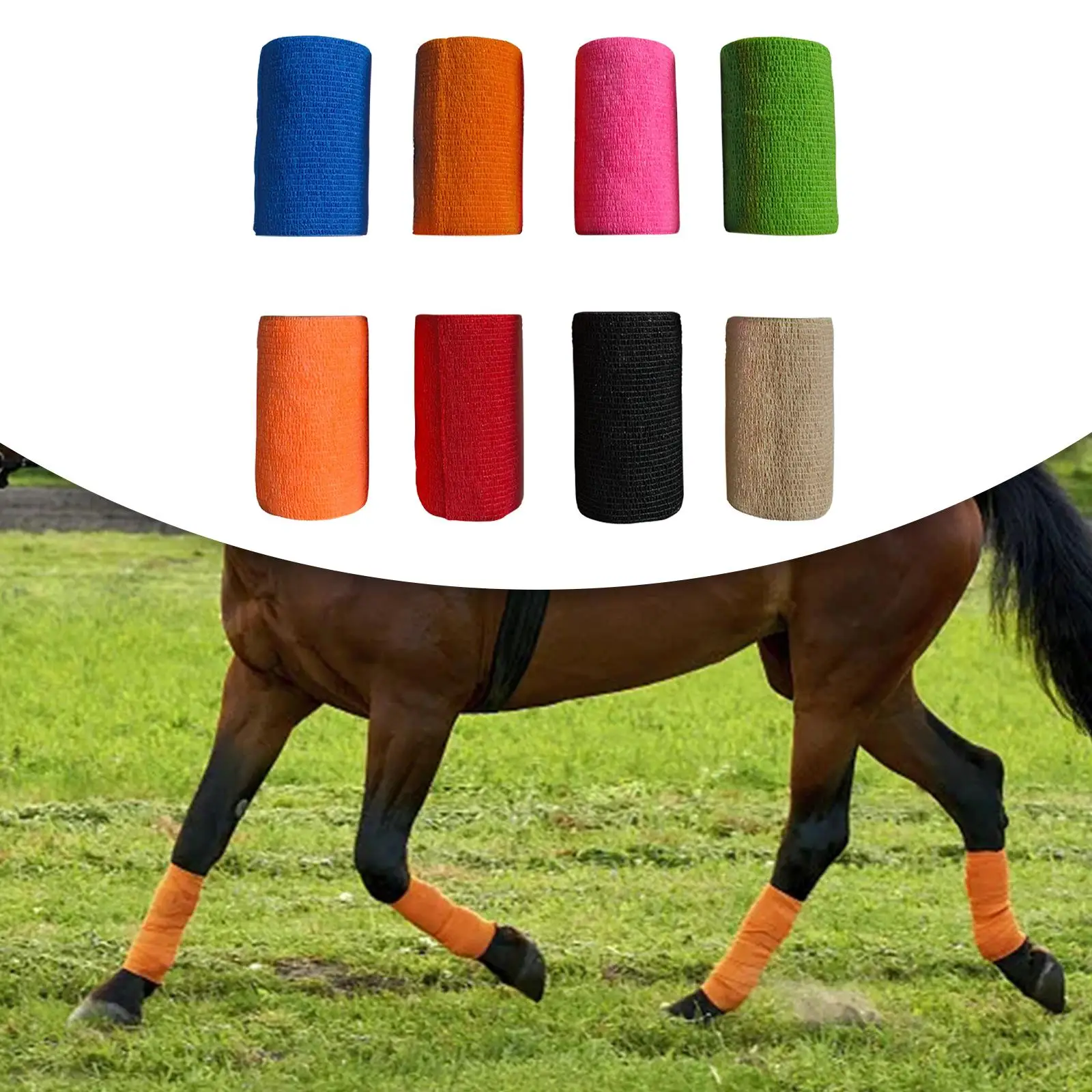 Vet Wrap for Horses 4 inch Wide Non Woven Elastic Breathable Self Adherent Wrap Horse Leg Tape for Horses Pet Cats Knee 2
