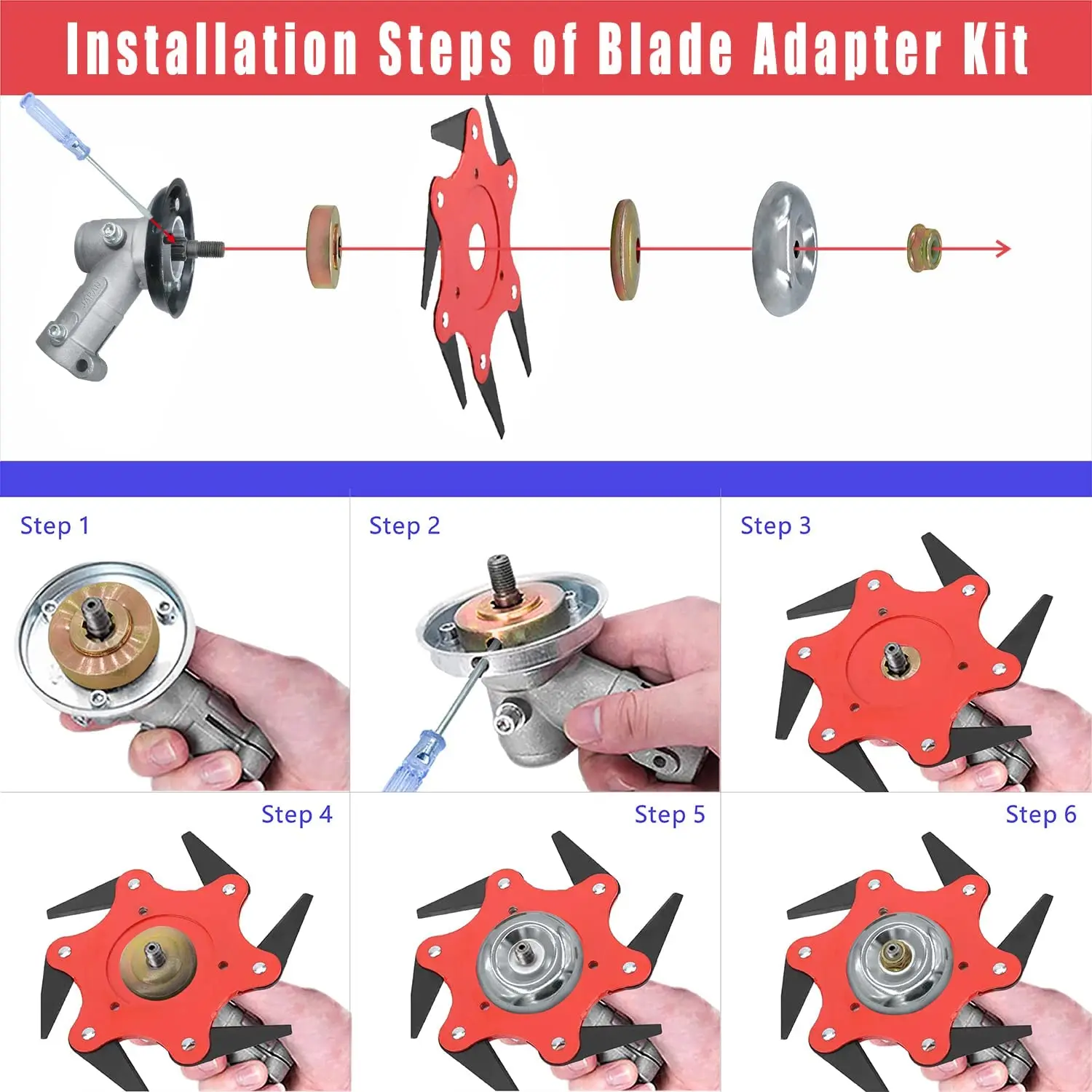 6 Teeth Grass Manganese Steel Cutter Blade Durable Trimmer Head Lawn Weeding Upgraded Universal Weed Eater Blades Metal grass trimmer head aluminum trimmer head grass trimmer blade
