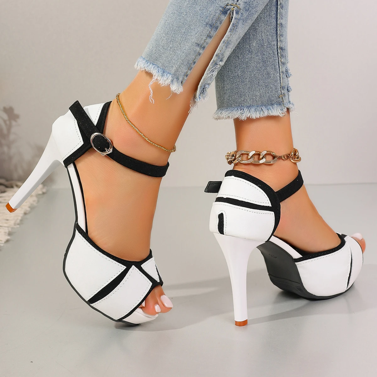 Sandals Women's fashion heels Peep Toe Platform Pumps Summer Fight Color Shoes Fish Mouth High Heels Sexy Thin Heels Dress Shoes