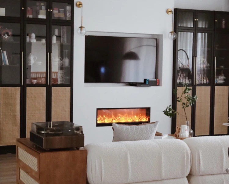 Description Picture 5 of itemDecorative Hotel Exhibition Center Commercial Electric Heated with Music with Multicolor Realistic Flames Fireplace 120*18*40CM