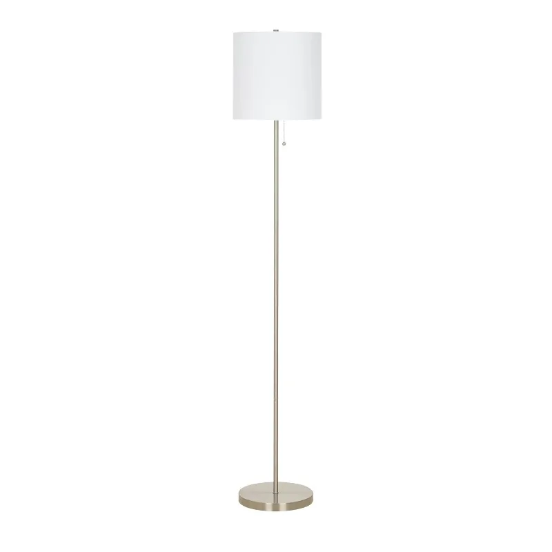 

56.5" Traditional Metal Stick Floor Lamp with Pull Chain, LED Bulb Included, Brushed Nickel Finish