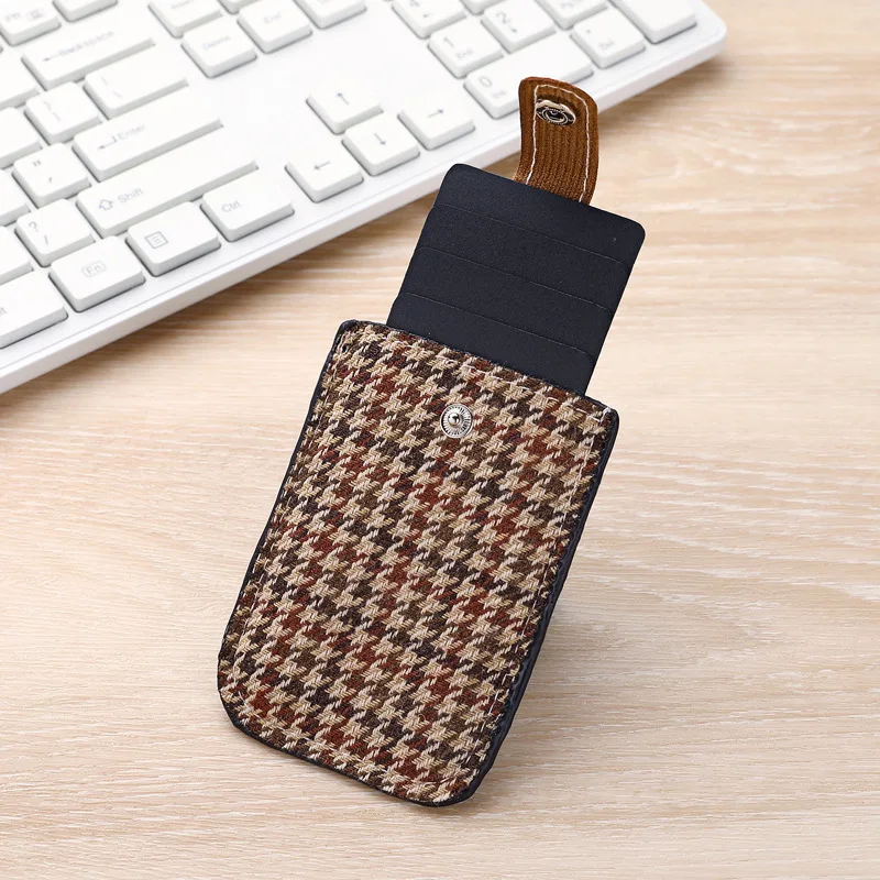 Sleek Houndstooth Ultra-Thin Women's Card Holder – Portable Large Capacity Organizer