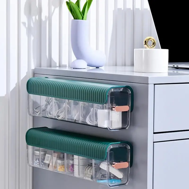 

Wall Mounted Underwear Socks Storage Box Switchable 6 Grids Drawer Self-Adhesive Anti Dust Storage Organizer Boxes For Clothes