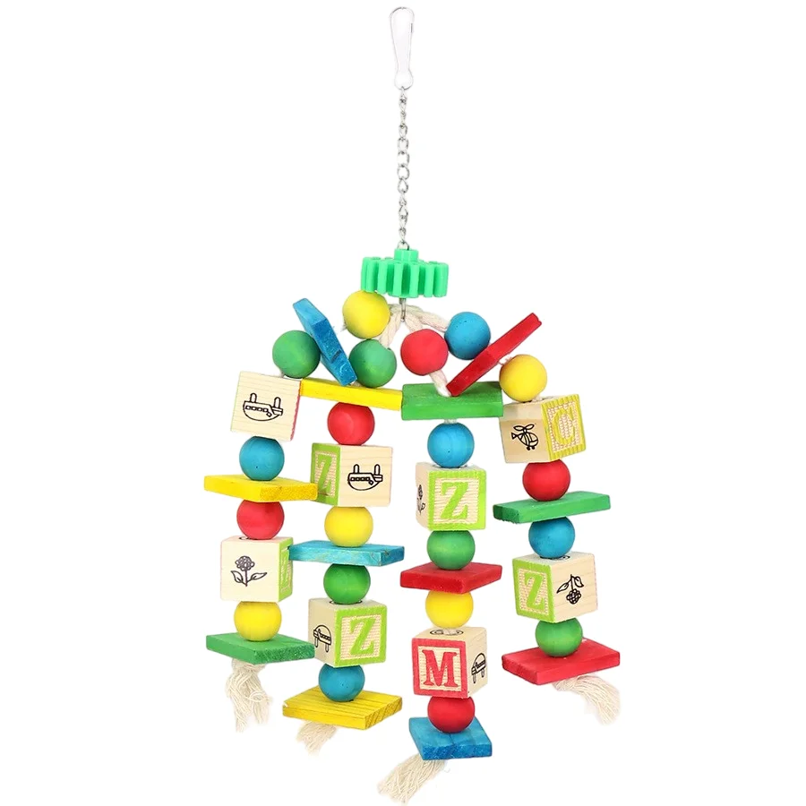 Robustes Papageienspielzeug aus Holz mit Zahlen und Buchstaben – Puzzle-Kauspielzeug für die geistige Stimulation, pädagogisches Schnabelaktivitätsspielzeug – Detail 10