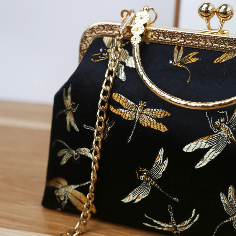 Vintage Fringe Tassel Metal Shell Lock Bags Mother Gift Bag Chain Women Shoulder Crossbody Hand Bags Women's Handbags Purses