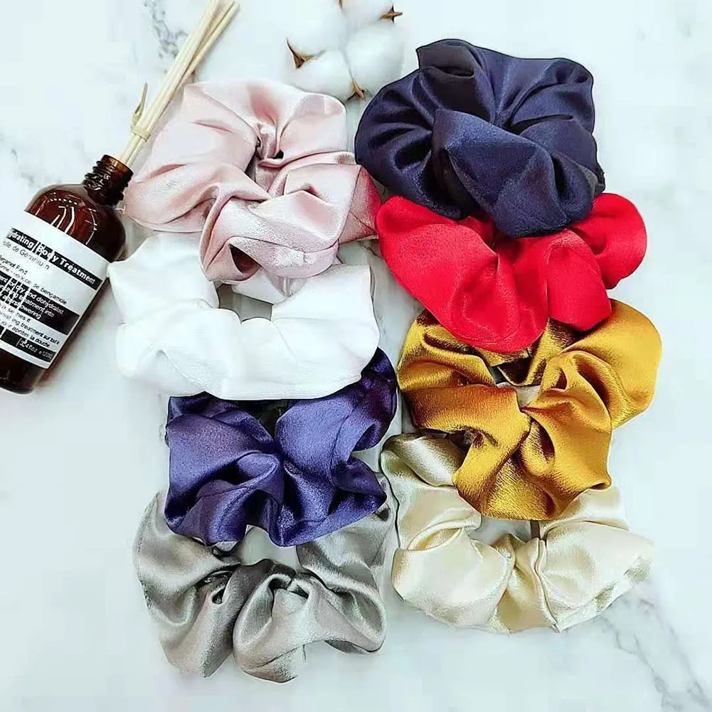 Oversized Stain Hair Scrunchies Women Silk Scrunchie Elastic Hair Bands Girls Satin Headwear Donut Grip Loop Ponytail Holder pearl hair clip