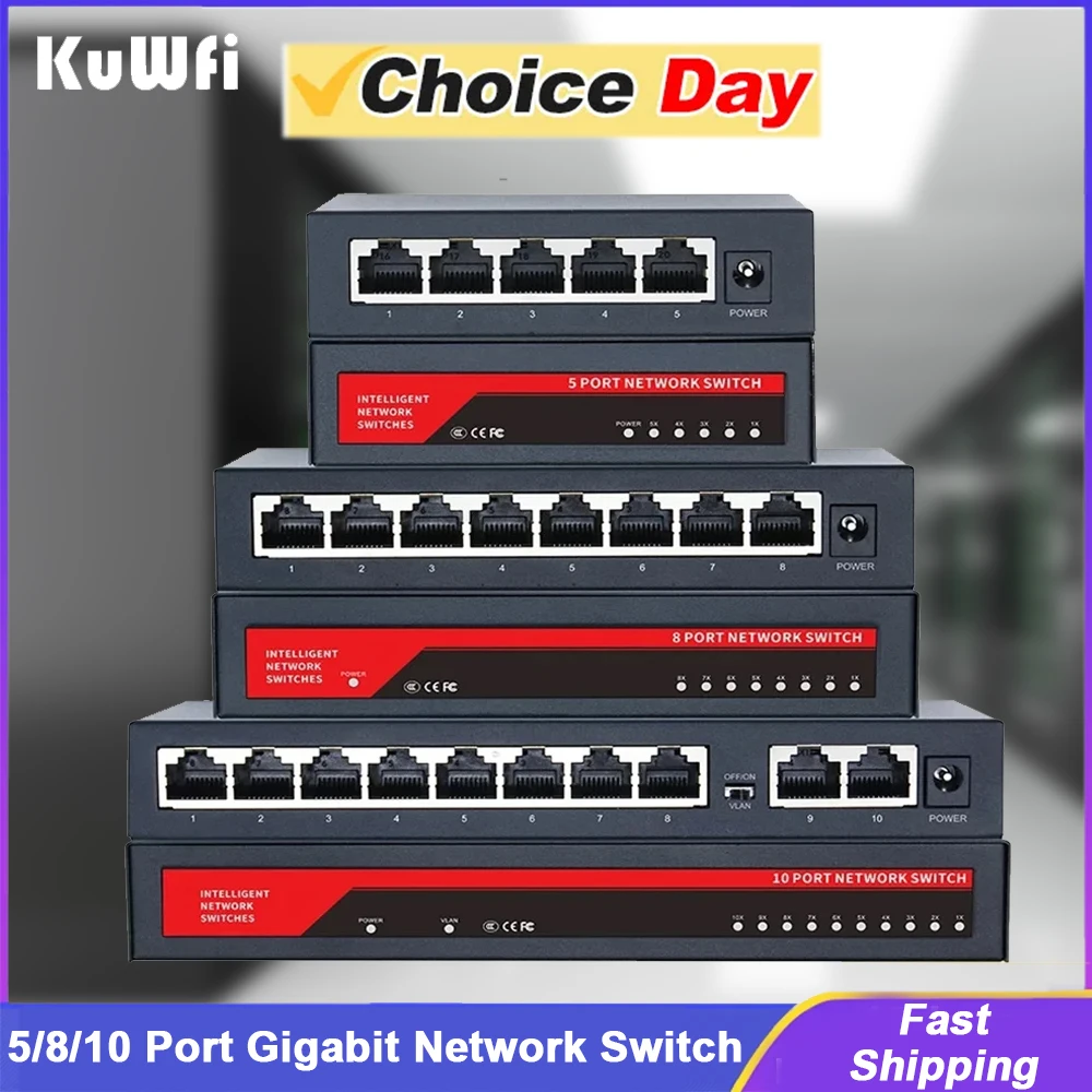 KuWFi 5/8/10 Port Gigabit Ethernet