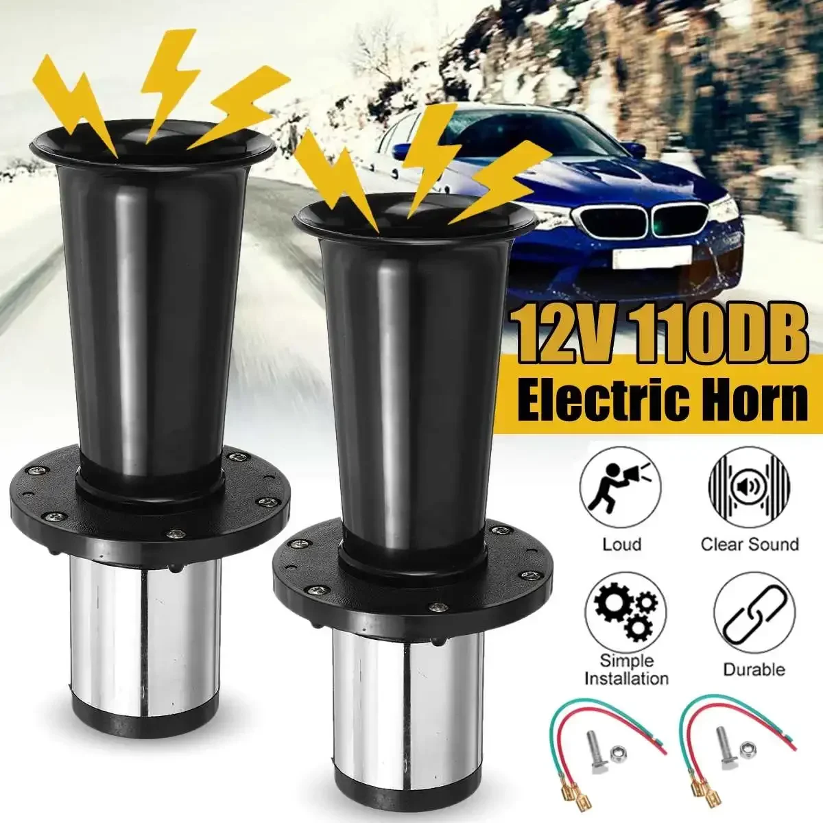 

12V 110dB for Ford Model T Style Old School Chrome Motorbike Super Lound Car Air Horn Antique Vintage OO-GA Classical