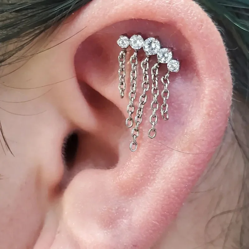 ZS ASTM F136 Titanio 16G 8mm Gioielli Piercing Per Conch, Trago, Helix, Lobo Dell'orecchio - Ipoallergenico Interna Filettatura Posteriore Piatta Cartilagine Orecchino a Bottone