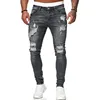 Fashion Street Style Ripped Skinny Jeans Men Vintage wash Solid Denim Trouser Mens Casual Slim fit pencil denim Pants hot sale 3