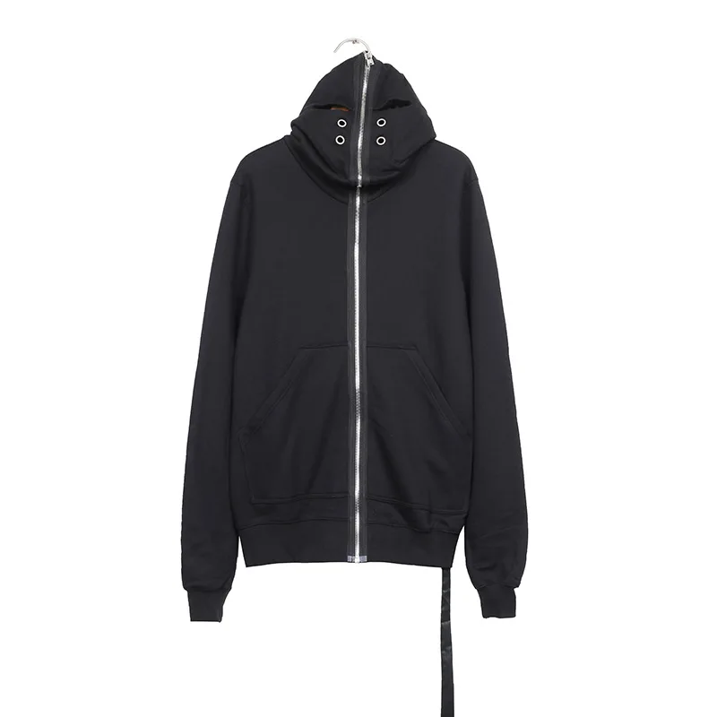 

Fashion Brand Full Zip Up Hoodies for Men Rick Shark Sweatshirts Cotton Solid Color Four Holes Hooded Jackets Black Gray