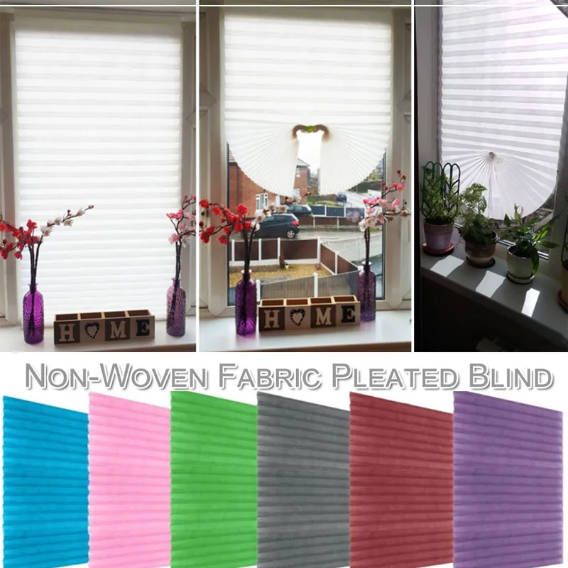 Self Adhesive Pleated Blinds Half Blackout Office Non Woven Fabric Window  Shades