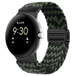 Magnetic Nylon Strap Wristband Bracelet Accessories - Enhanced Style and Durability for Pixel Watch 1 2 41mm (BGrB)