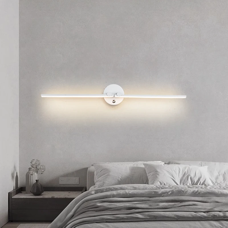Modern simple linear LED wall lamps Freely adjustable DIY For Bedside foyer corridor Black/White sconce