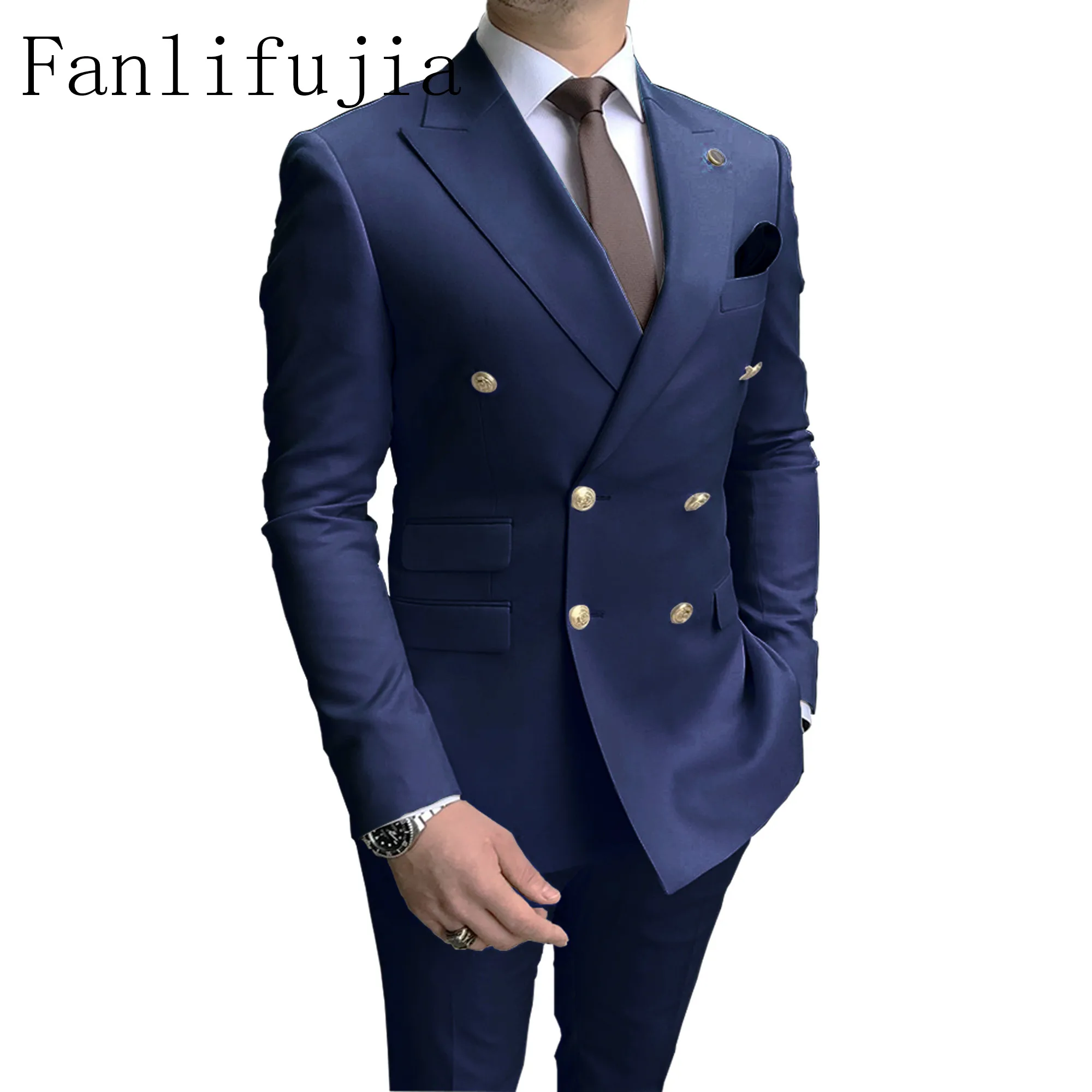 Fanlifujia-Store-Navy-Men-Party-Tuxedos-2-Pieces-Latest-Peak-Lapel-Men ...