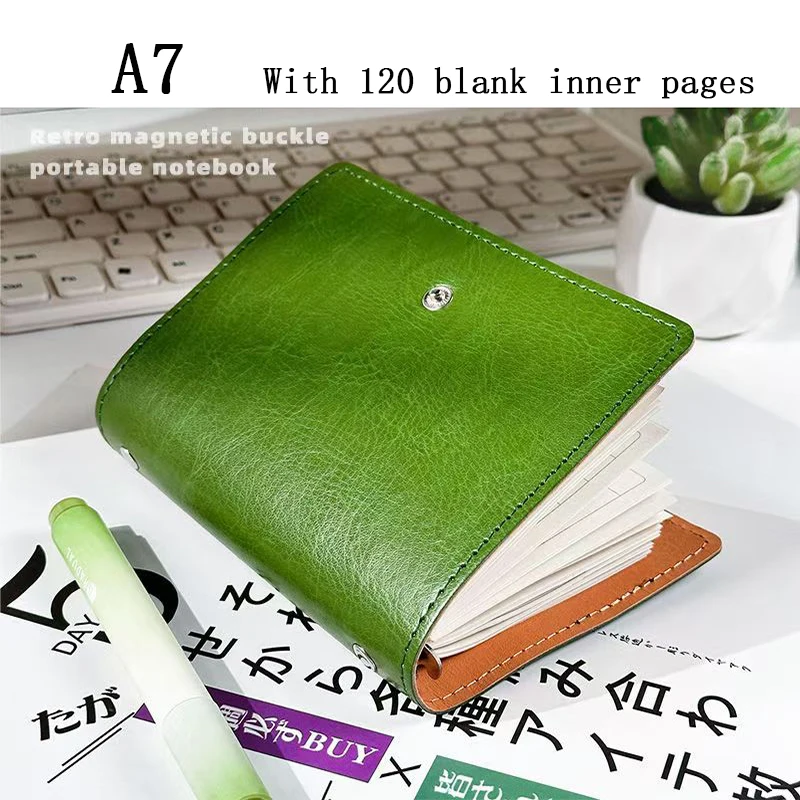 Compact Soft Leather Pocket Notebook with 120 Blank Pages