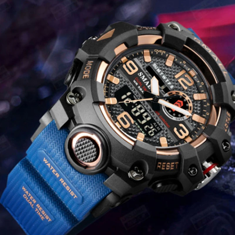 Top Brand Men Military Watches 50M Waterproof Dual Display Quartz Watch Chronograph Sports Relogio Masculino