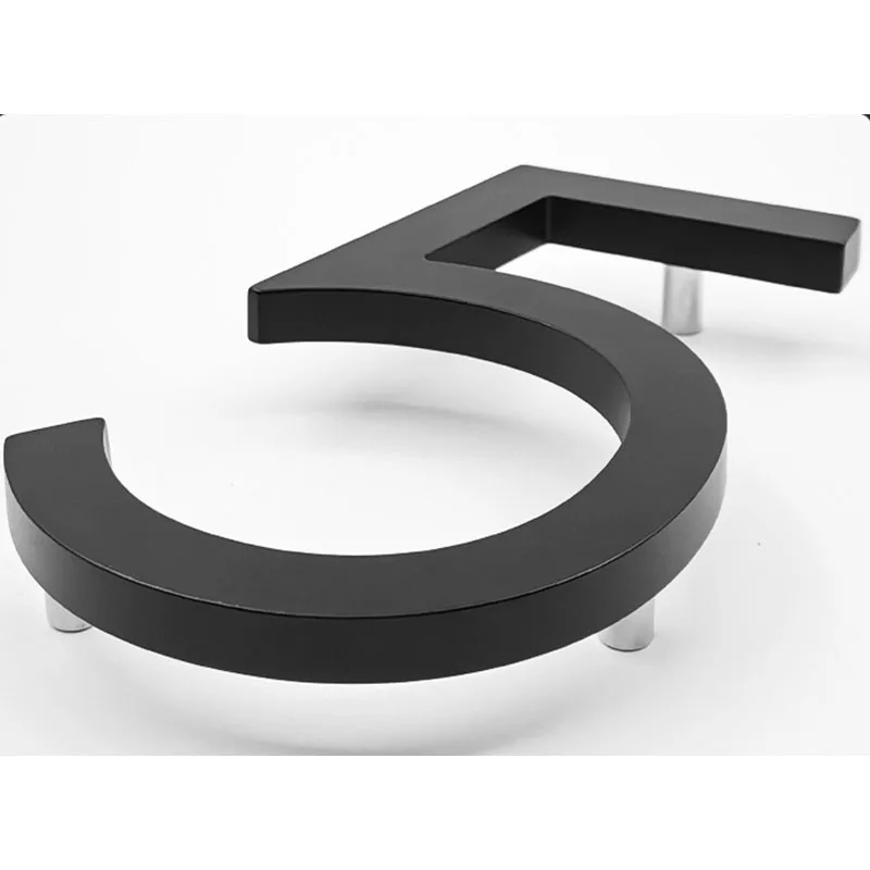 5인치 아연 플로트 하우스 넘버 09 아라비아 숫자 125mm 블랙/골드 메탈 3D DIY 벽 숫자 호텔 상점 번호