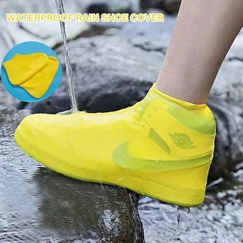 Shoe Waterproof Cover 1 Pair of Outdoor Rubber Rain Boot Covers Silicone Waterproof Shoe Covers Rainy Day Shoe Covers Shoes Gear - 2