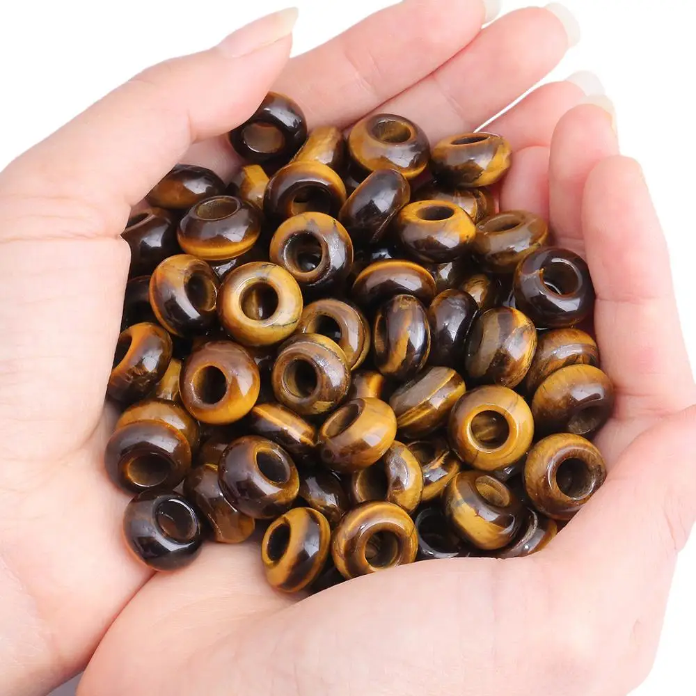 TUMBEELLUWA 1Lot (20Pc) Big Hole Stone Rondelle Loose Spacer Beads For DIY Bracelet Necklace Jewelry Making