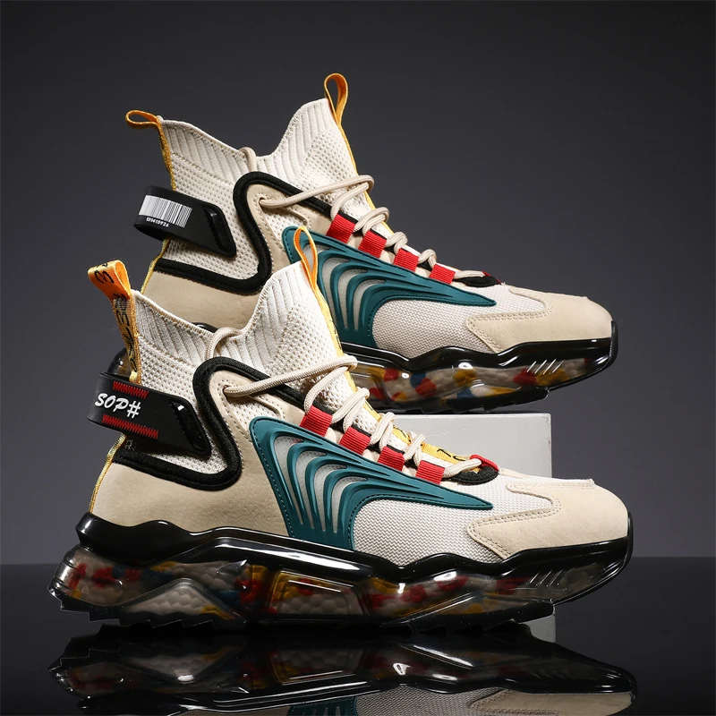 

High-top Men Casual Shoes Luxury Men Sneakers Lightweight Male Shoes Adult Casual Sneakers Fashion Breathable Mesh Running Shoes