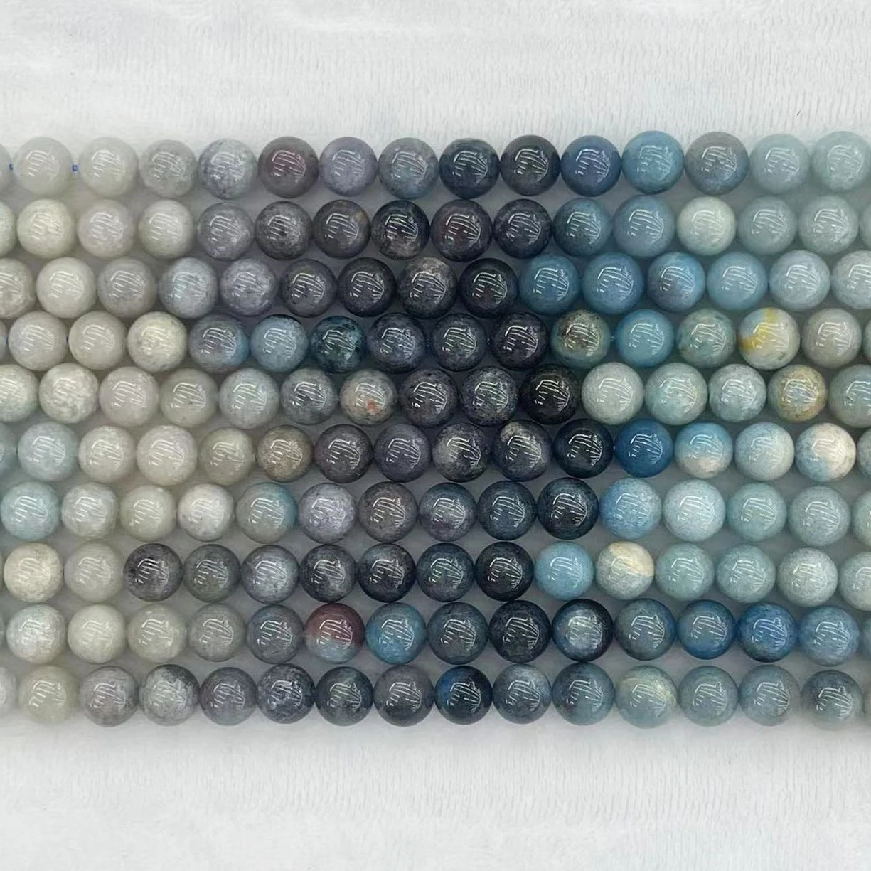 8/10MM High Quality Natural Trolleite Round Bead Noble Blue- White Gradient Montebrasite Stone Gem For DIY Making Charm Jewelry