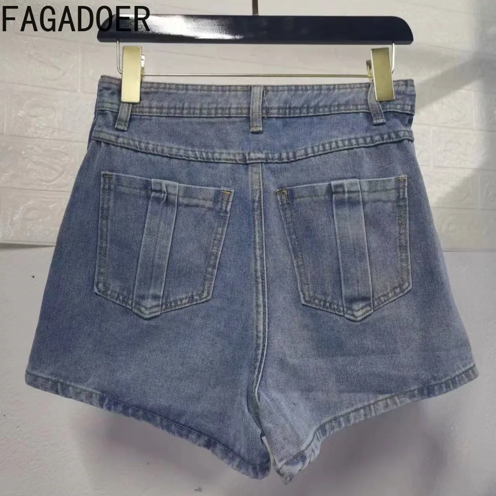FAGADOER Vintage Denim Mini Skirts Fashion Irregular Shorts Skirts for Women 2023 Y2k Streetwear Hight Waist Casual Skirt S-3XL
