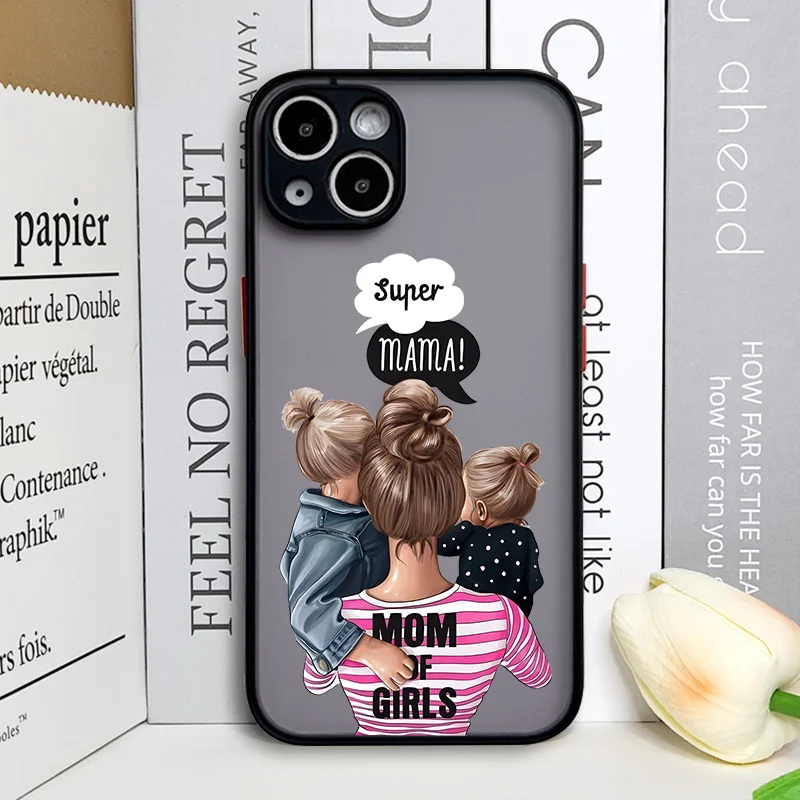 Fashion Super Mama & Dad Frosted Hard Phone Case - Baby Boy & Girl Design