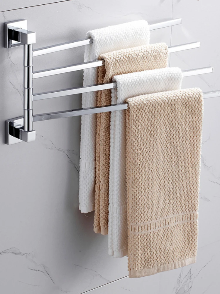 Rack Towel Stainless Steel 2/4 Swivel Towall Mounted Rotatable Bathroom Accessoriesel Bars Hanger Bathrobe Towel Rack Holder W towel rack