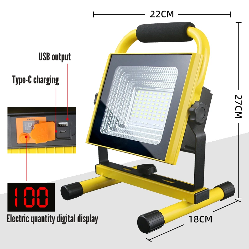 High Power Multi-angle Rotation Portable Emergency Charging Ip65 Waterproof 280 led Outdoor Remote Control Led Flood Light