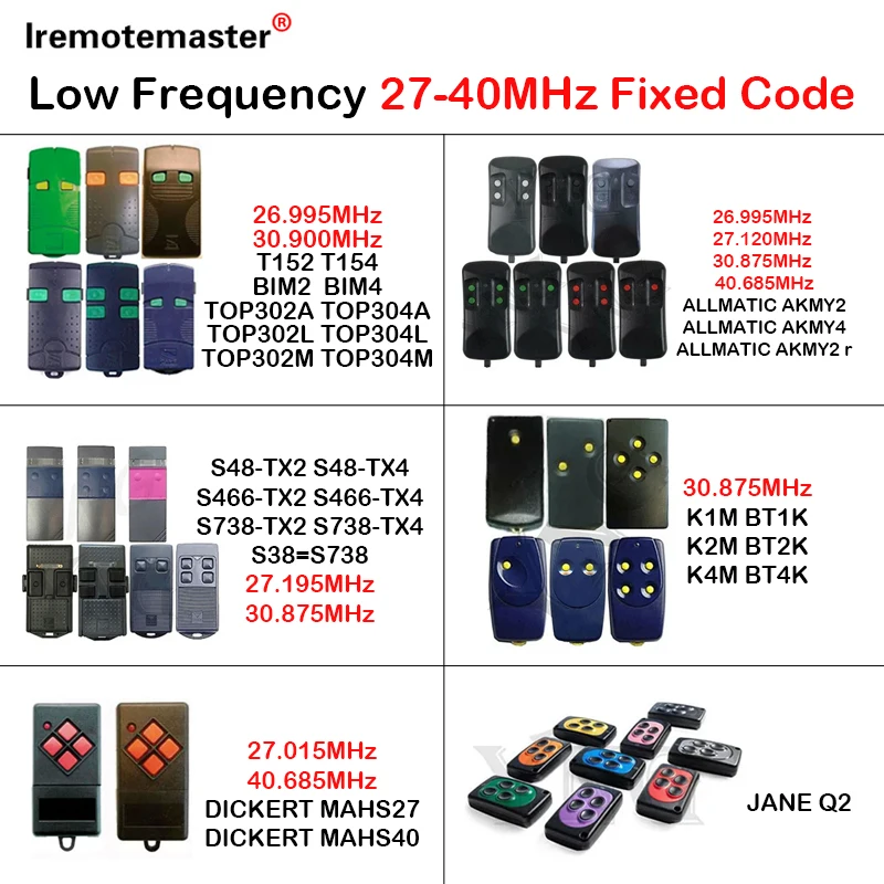 27MHz 40MHz Remote Duplicator For Gate Garage Door Low Frequency Remote Control 27~40 MHz Gate Garage Command