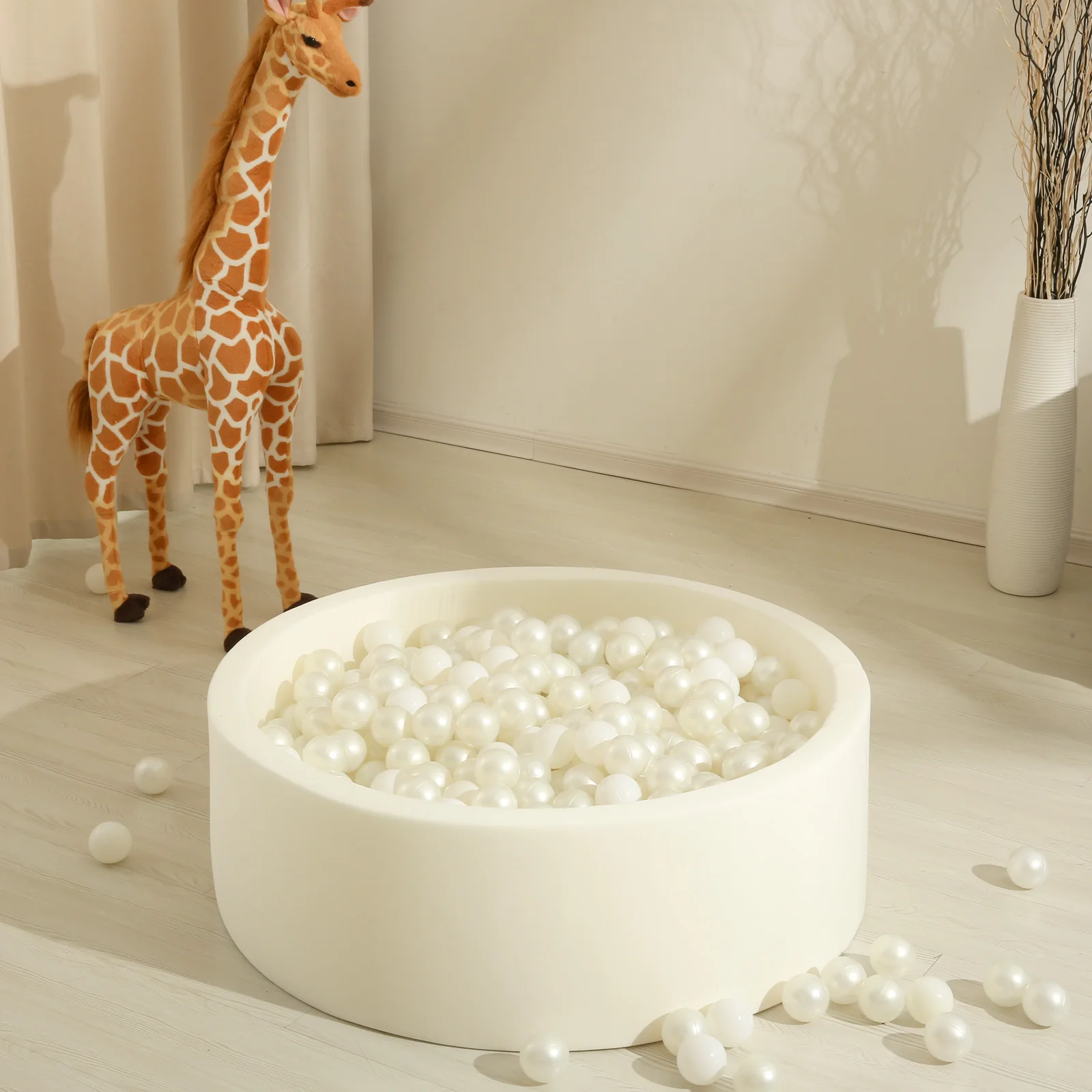 Foam Ball Pit for Babies, Large Soft Memory Kids Ball Pool Indoor Outdoor, Playpens for Toddlers, Deluxe Children Round 2