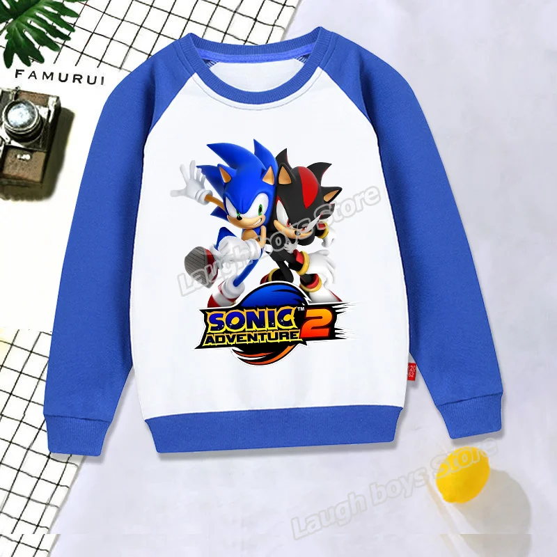 thumbnail image 1 of Sudadera con cuello redondo de Sonics, sudadera con figuras de juego, bloques de color, hombros caídos, manga larga, pulóveres holgados, moda informal, 1 of 5