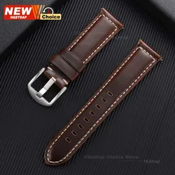 Elegant Brown Oil Wax Leather Watch Strap - Universal Quick Release Wristband - 22mm (Deep Brown)