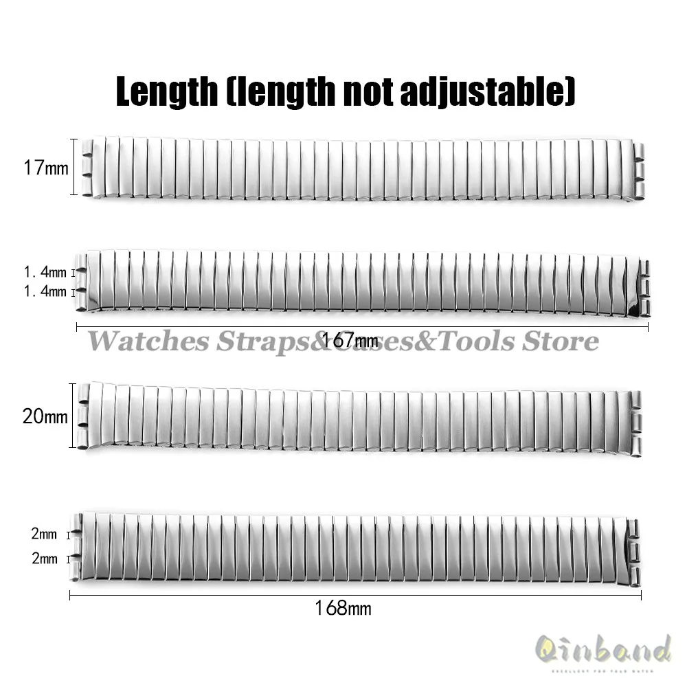 Elastic Metal Stretch Expansion Stainless Steel Watch Band Replacement Bracelet