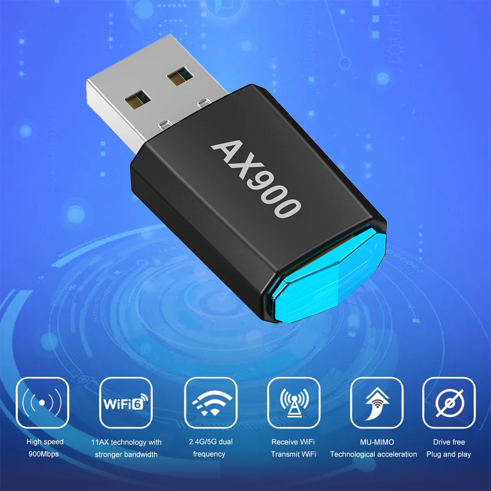 900Mbps WiFi 6 USB 어댑터 드라이브 프리 무선 네트워크 카드 2.4G/5G 듀얼 밴드 WiFi 이더넷 신호 어댑터 노트북용 Win7/10/11