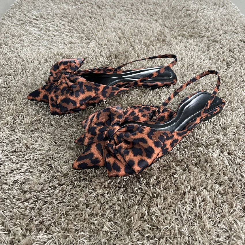 Summer Woman's Leopard Print Flat Shoes Casual Pointed Toe Sweet