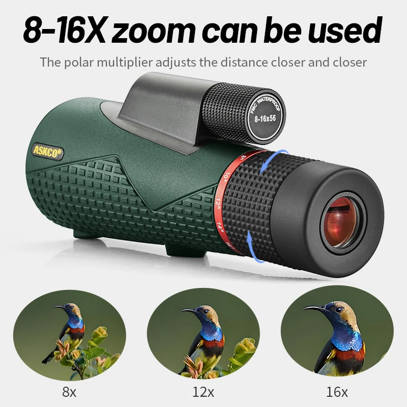 ED Glass 8-16X56 Zoom Monocular Telescope for Adults High Power with Bak4 Prism Binoculars for Bird Watching Traveling Hunting 2