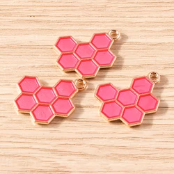 20pcs Honeycomb Design Enamel Charms for DIY Jewelry and Crafts (Style 2)