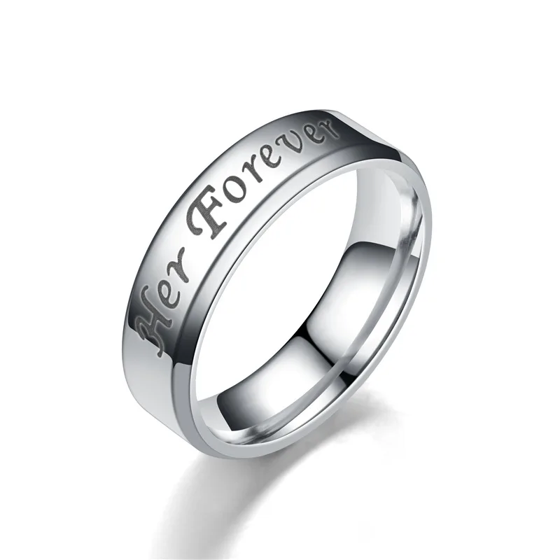Couple Rings His Always Her Forever Stainless Steel Wedding