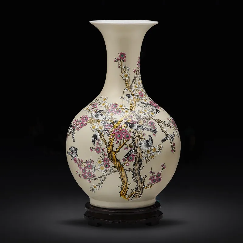 

Jingdezhen porcelain vase decoration living room flower arrangement device new Chinese home TV cabinet
