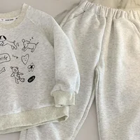 Ensembles de sport trempés pour enfants, garçon, fille, dessin animé, PVD + pantalon, tenues de printemps pour enfants, vêtements d'automne pour tout-petits, nouveau, 2025, 2 pièces 4