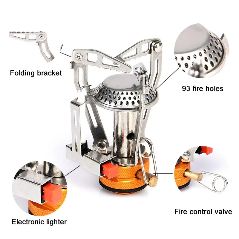 Widesea Camping One-piece Gas Stove Heater Tourist Burner Foldable Outdoor Picnic Kitchen Equipment Supplies Survival Furnace camping gas stove