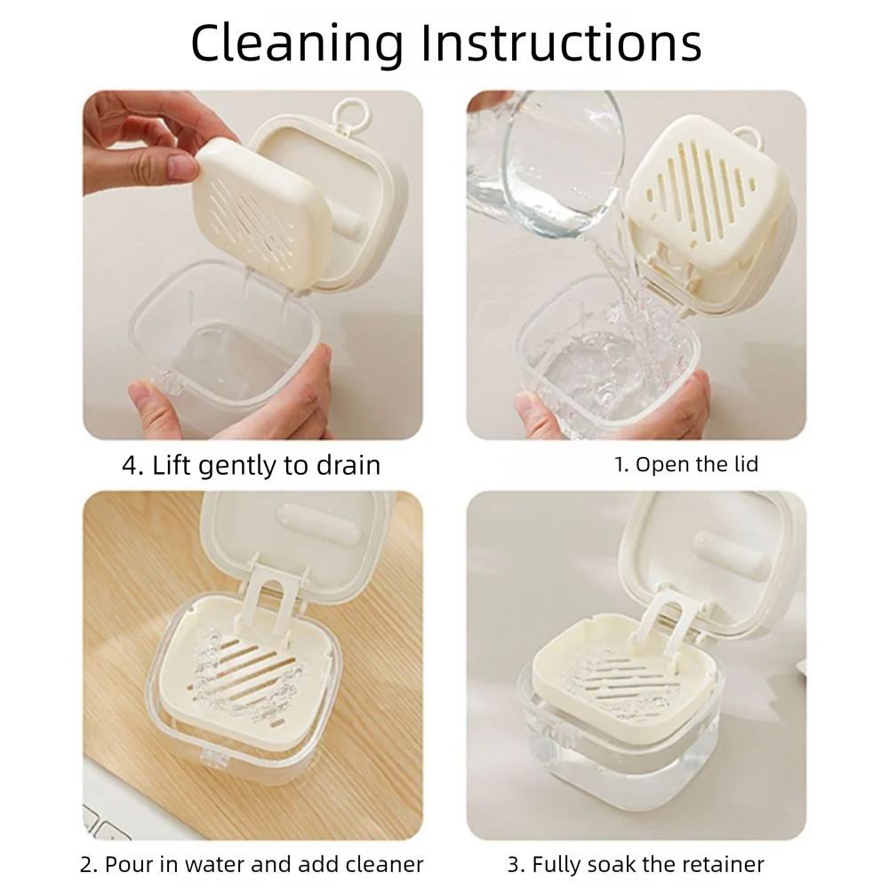 Transparent Double Layer Braces Storage Box Universal Portable Denture Soaking Cleaning Box Food Grade Lightweight