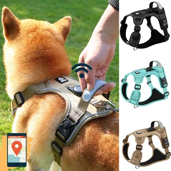 Pettorina per cani AirTag Imbracatura per gilet riflettente per cani resistente con custodia Air Tag per cani di taglia media Pettorina per animali domestici Forniture per cani